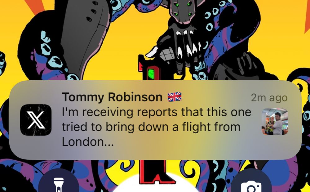 A push notifications from twitter from an account I don’t follow, who is also a far right English criminal 