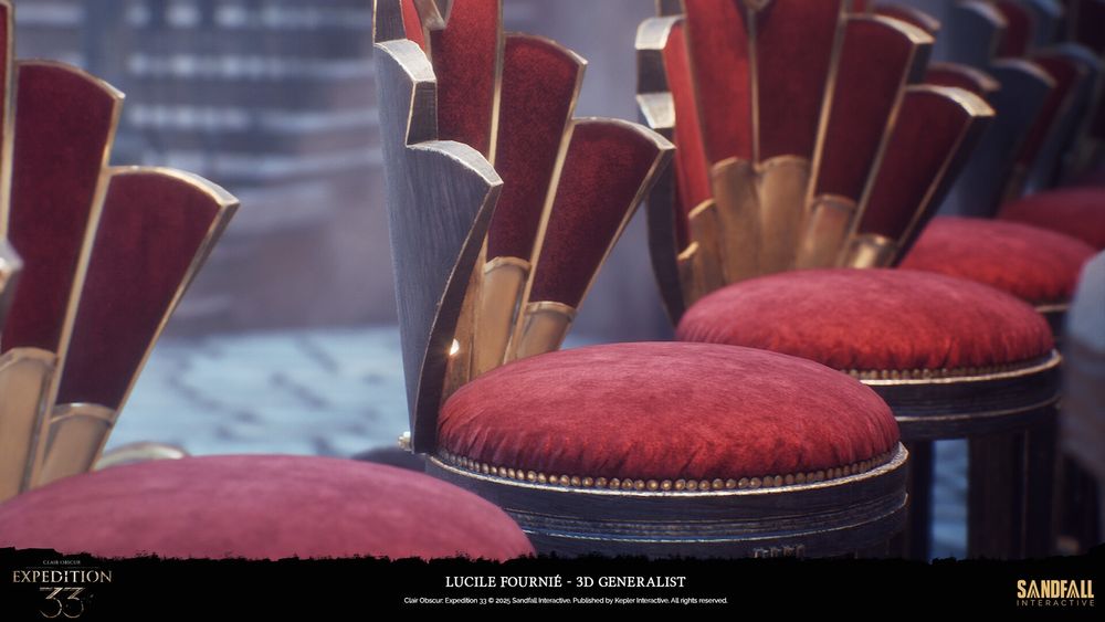 Chair and table in Lumière, a city from Clair Obscur: Expedition 33 the video game