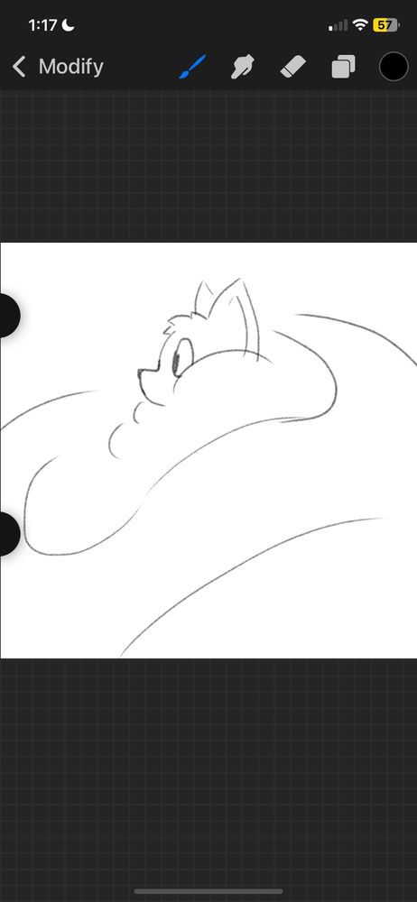 A very, very fat blob of fox lard, in sketch form