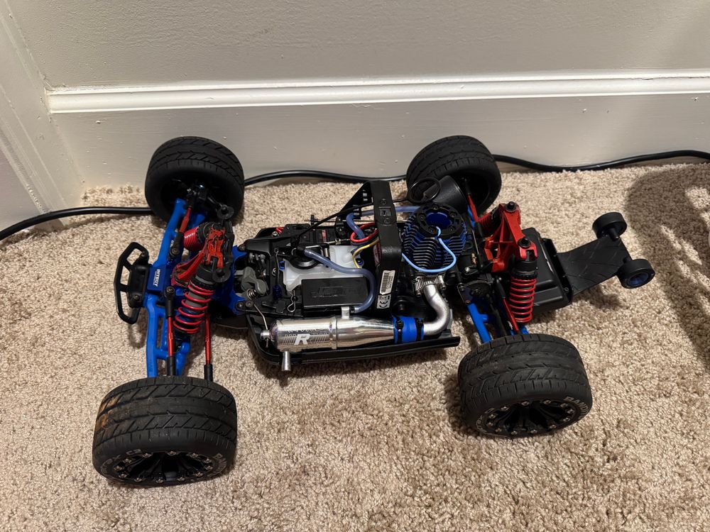 Photo of an RC Car.  The model is a Traxxas JATO 3.3