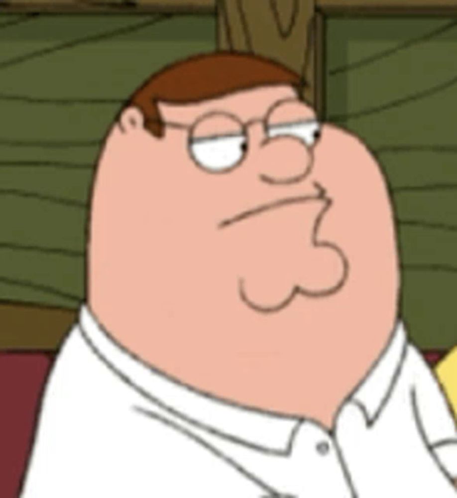 peter griffin from family guy is wearing glasses