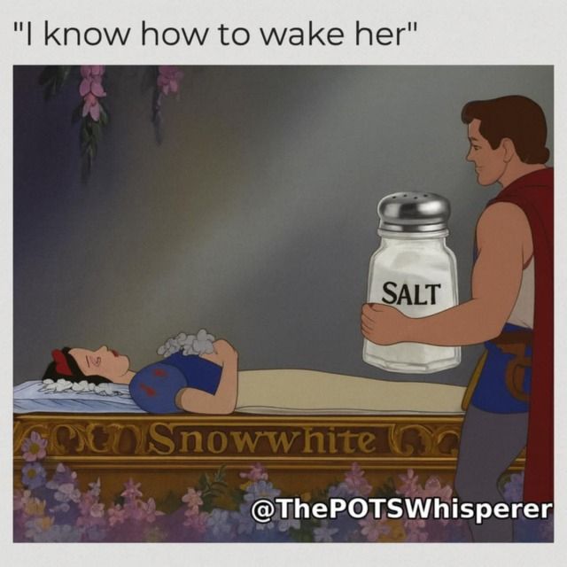 The text "I know how to waker her up" then a screenshot from Snow White of her lying on the coffin. Prince Charming is there, with a buffer arm holding a giant photoshopped salt shaker. Meme done by @ThePOTSWhisperer