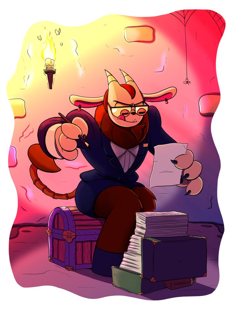 Maulie, wearing glasses, prepares to work her way through a HUGE stack of paperwork. 