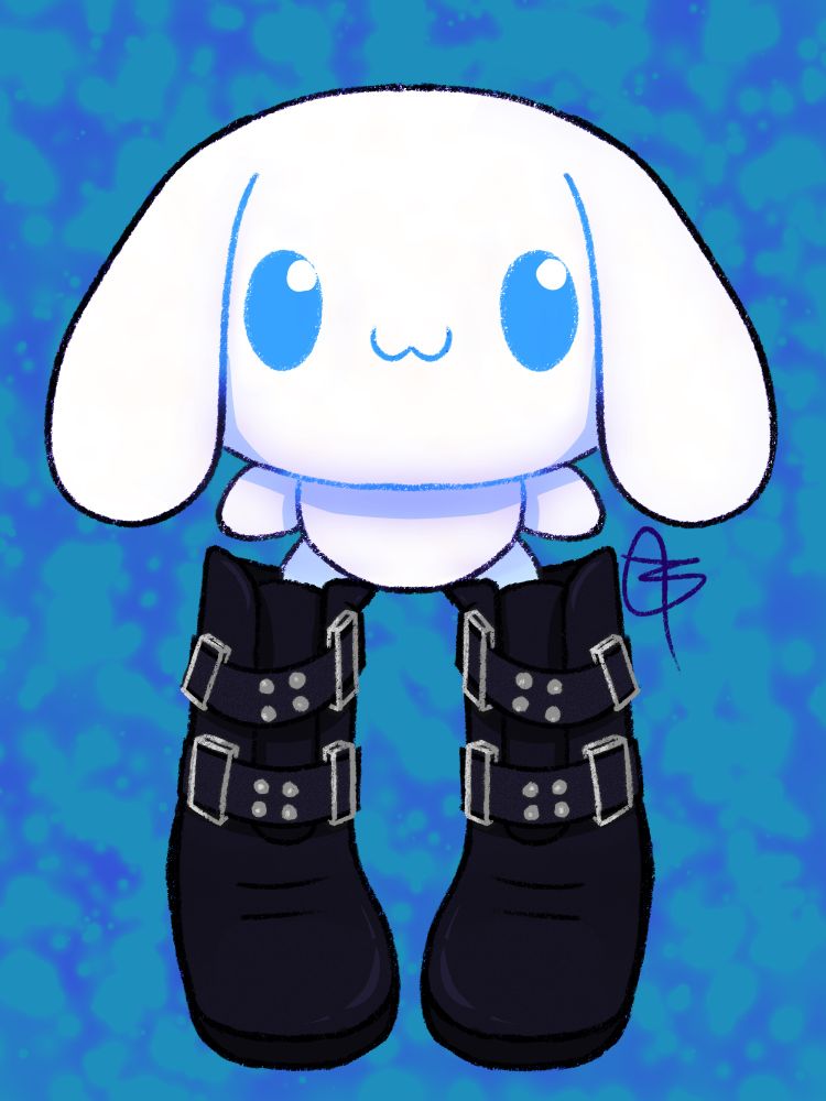my drawing of cinnamoroll from hello kitty in goth boots
