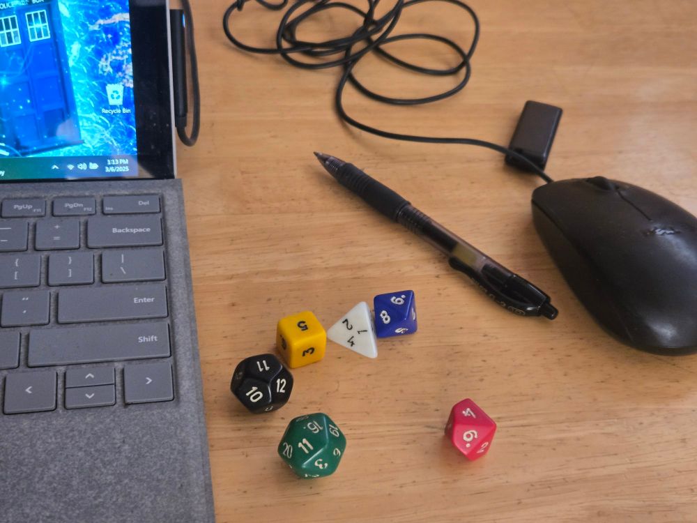 Old set of polymerase dice by computer