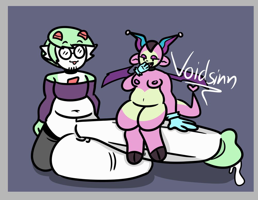 Paiomines oc fula sitting on top of my sonas hyper cock amused with herself