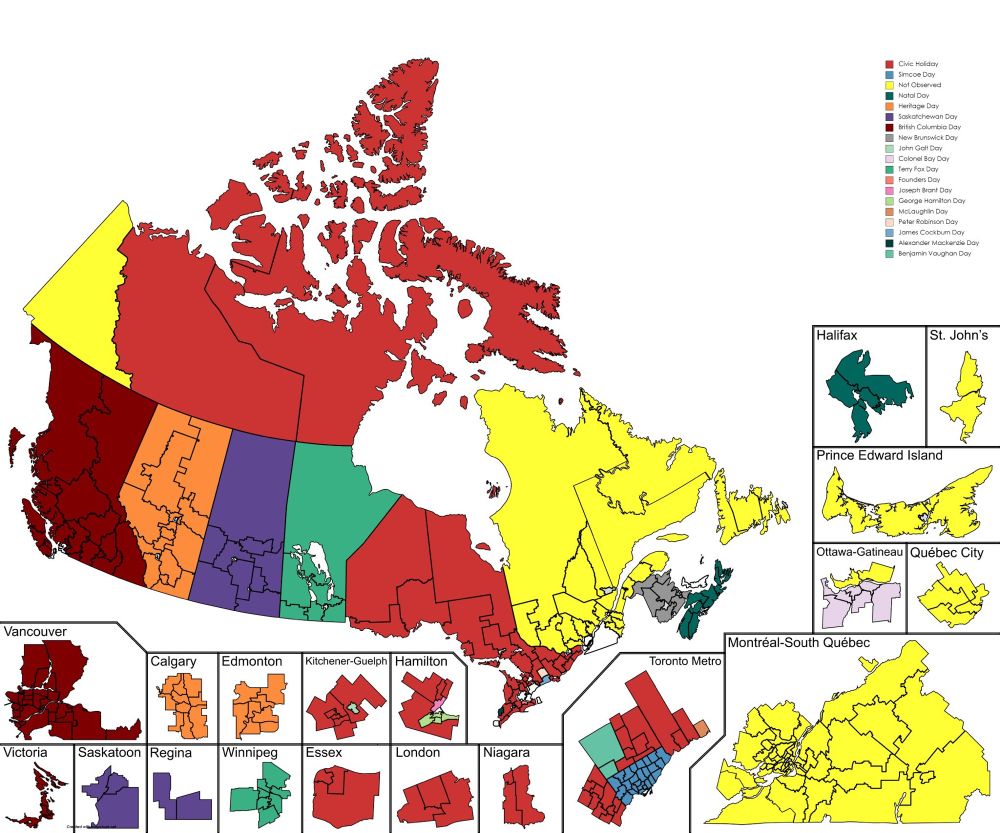 Names of the August long weekend by federal riding