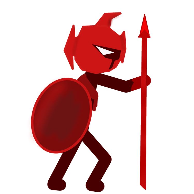 personalized stick war ‘sprite’ lookalike. Aka side view, + holding shield in arm