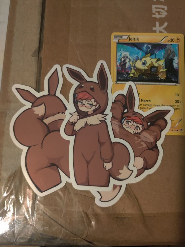 Penny stickers and a joltik card
