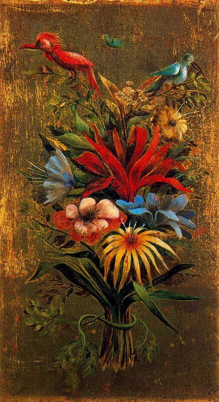 Floral bouquet with birds