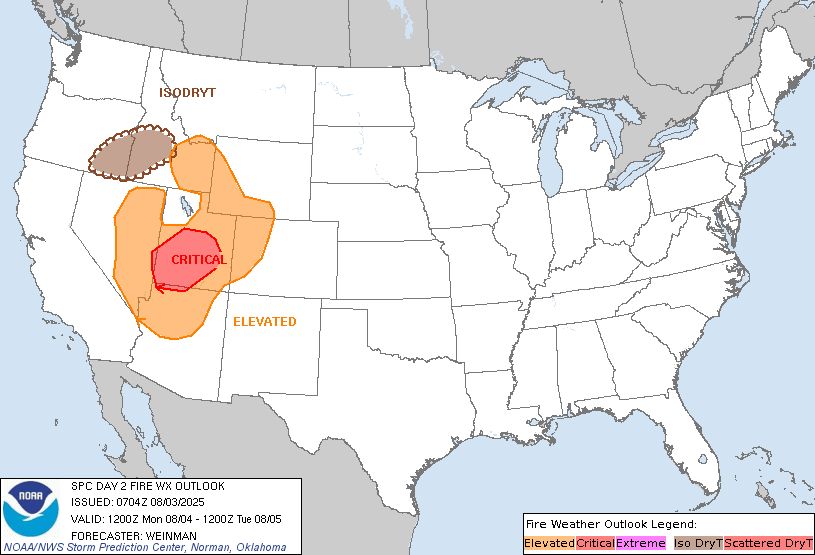 Day 2 Fire Weather Outlook Image