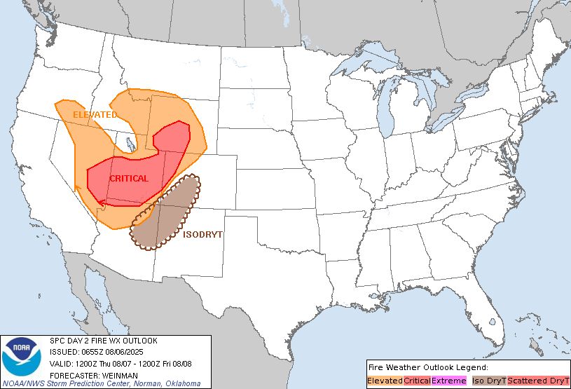 Day 2 Fire Weather Outlook Image