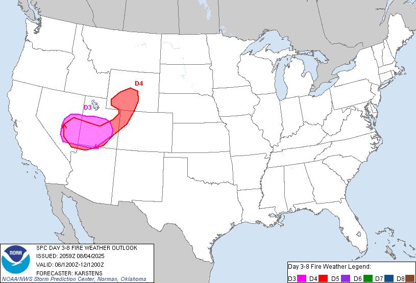 Day 3-8 Fire Weather Outlook Image