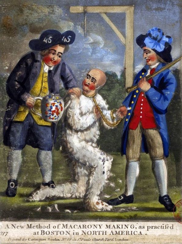Art from 1800s showing a tar and feather