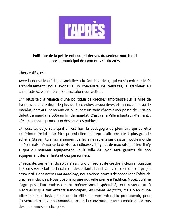 intervention en conseil municipal