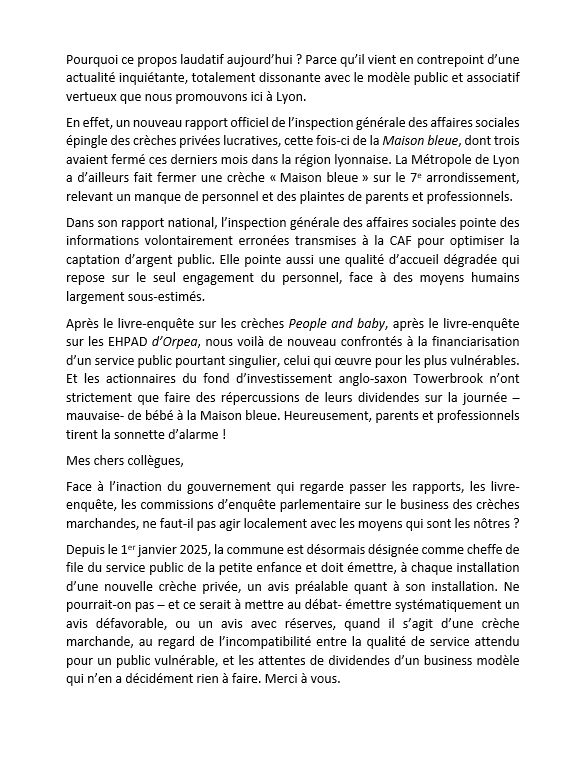 intervention en conseil municipal