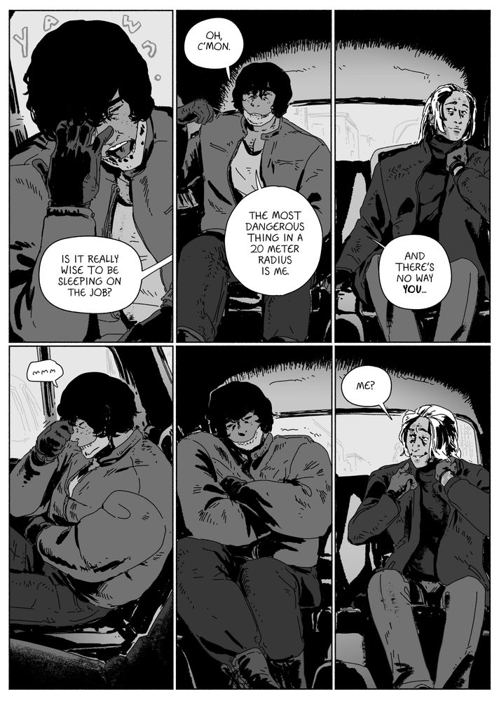 Sergio has a conversation with Arnaldo, who chides him for sleeping on the job.