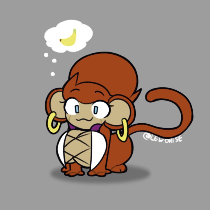 Orianna Friday as a monkey, thinking of a banana.