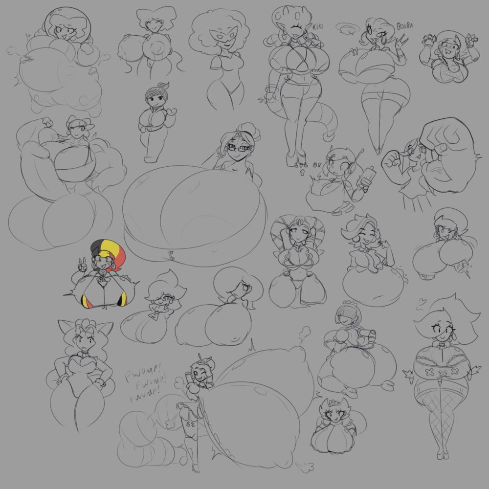 An assortment of doodles showing a lot of characters both from myself, friends and media.
