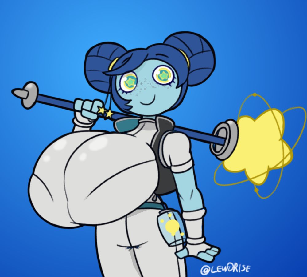 Explorer Luna from Fortnite with her Stellar Wand, except she has huge boobs.