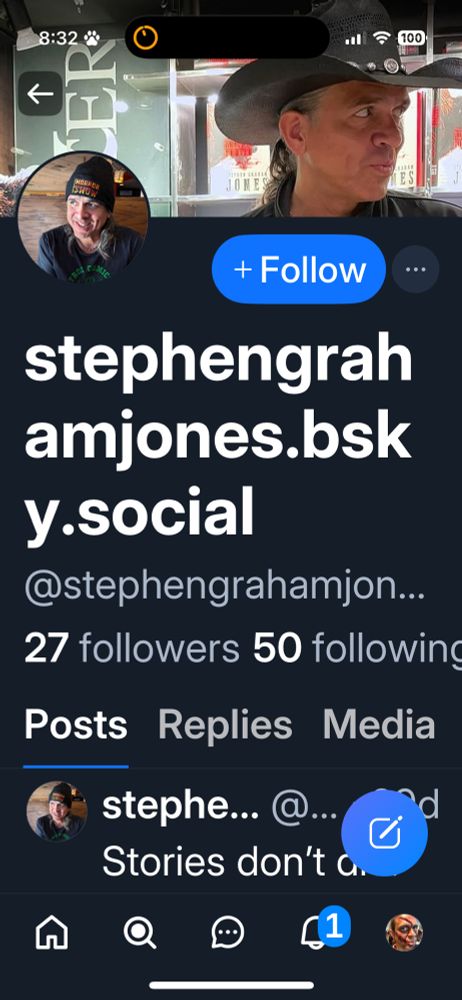 Screencap of a fake account of Stephen Graham Jones