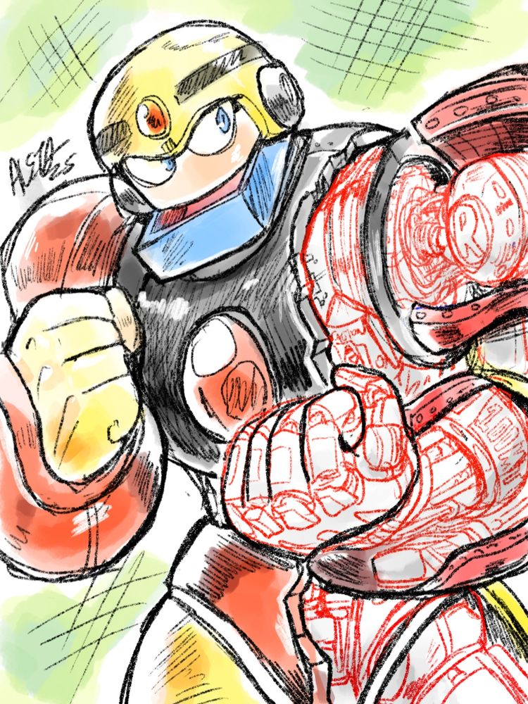 Cross-section of Gutsman from the Mega Man animated series 
