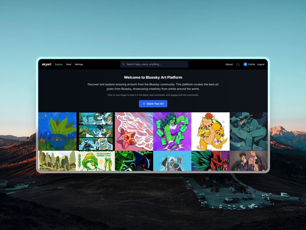 Screenshot of SkyArt’s new homepage