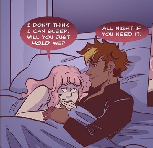Man and woman lying in each other's arms for comfort.