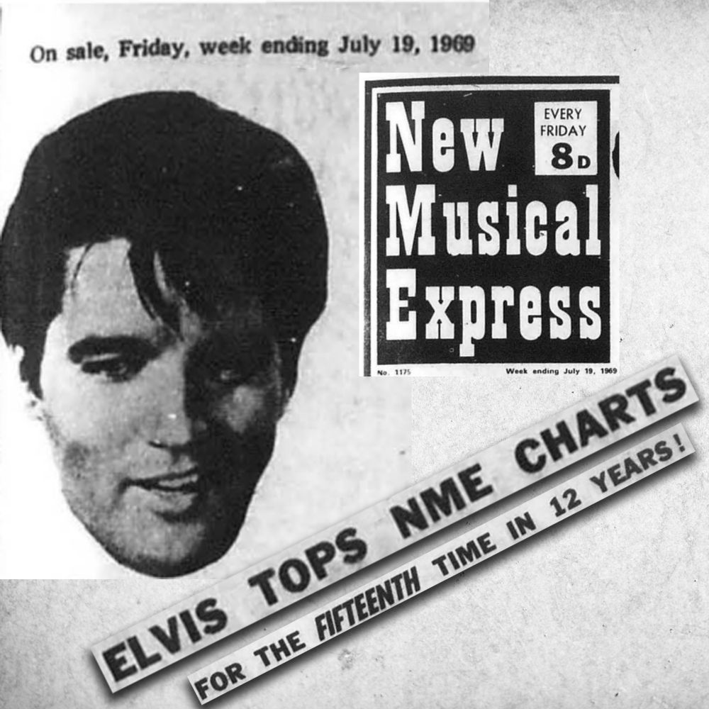 Cut out of Elvis's head in the NME with headline Elvis Tops NME charts for the fifteenth time in 12 years!