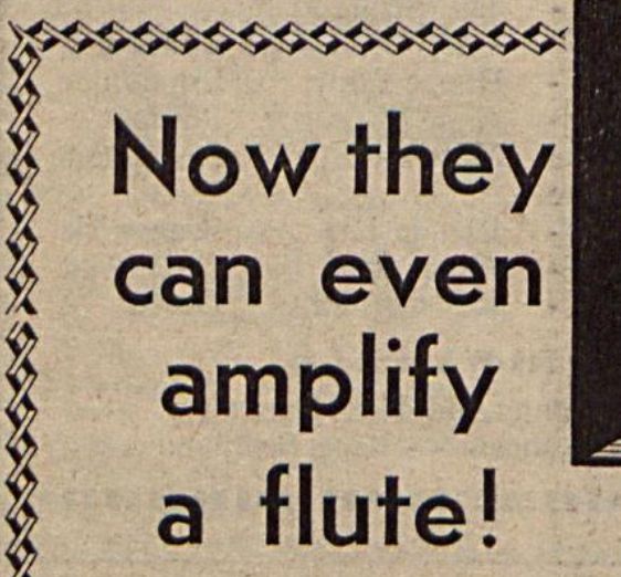 Headline from a 1961 issue of Disc magazine reading Now they can even amplify a flute!
