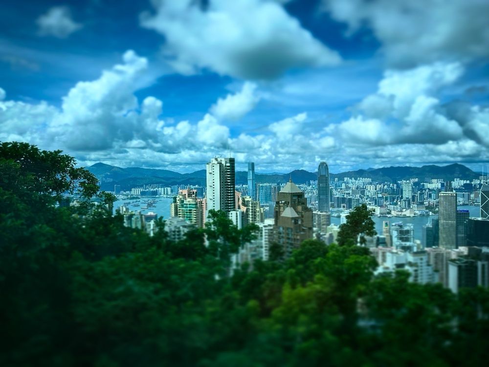 A cityscape view of HK from the peak tram 