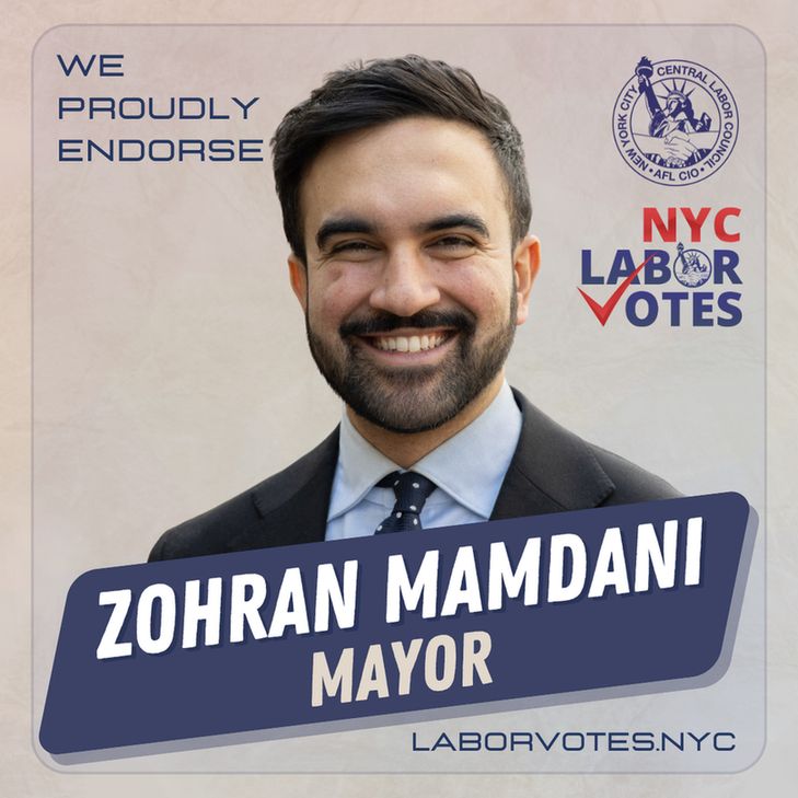 We proudly endorse Zohran Mamdani for Mayor of New York City.