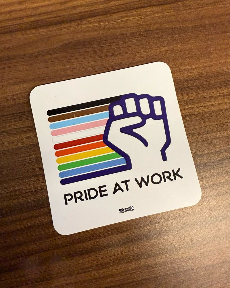 Pride at Work sticker. 