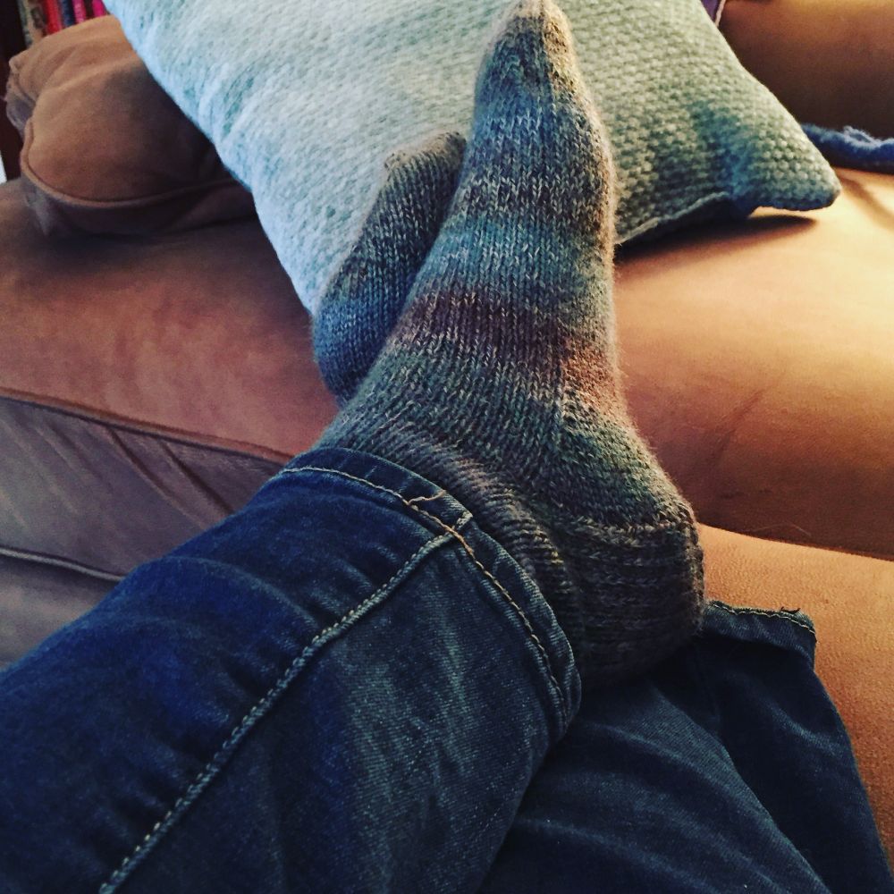 Self striping wool socks