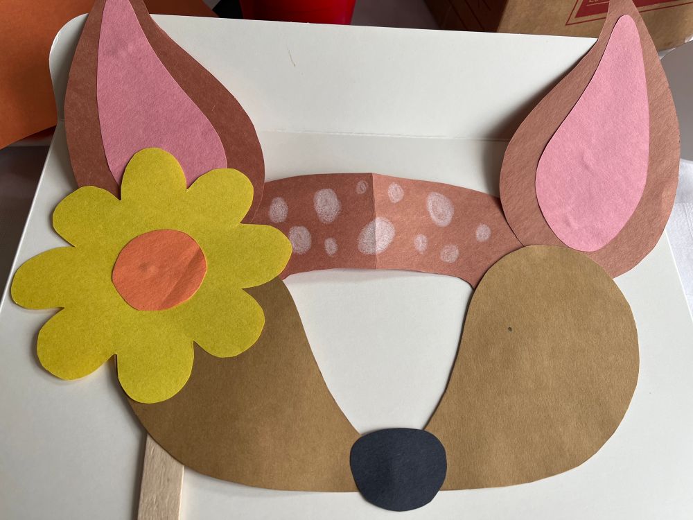 Fawn mask made out of paper 