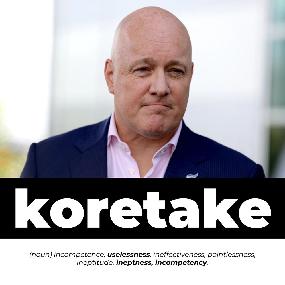 Christopher Luxon | Koretake - (noun) incompetence, uselessness, ineffectiveness, pointlessness, ineptitude, ineptness, incompetency.