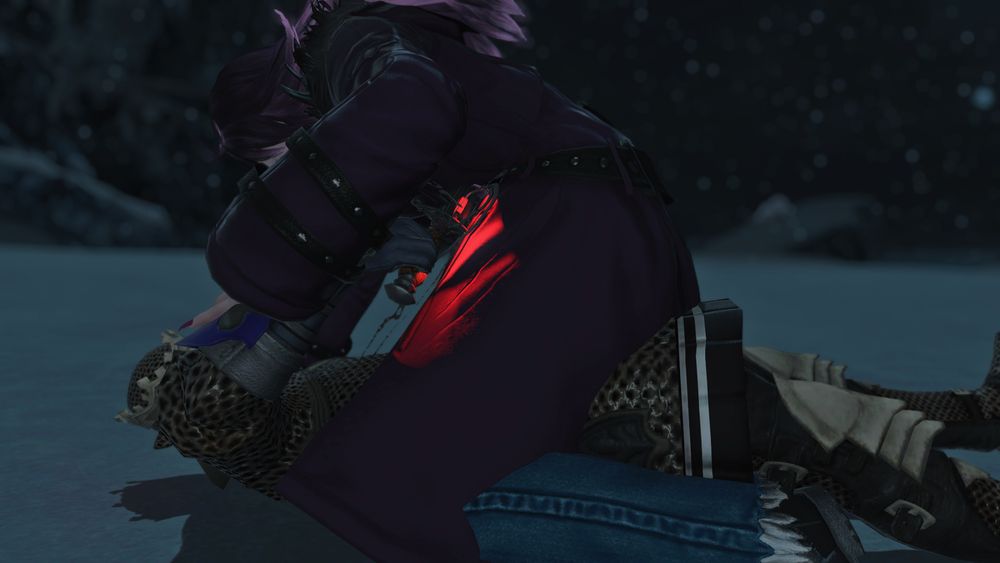 Knight stabs Tempest in the abdomen, as she grabs his hand.