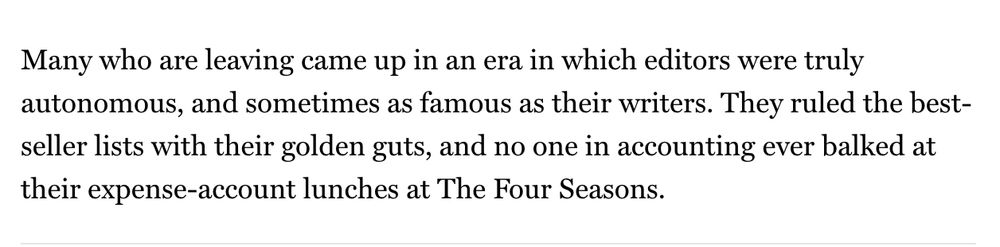 Editors once liked eating at the Four Seasons and had the money to do so