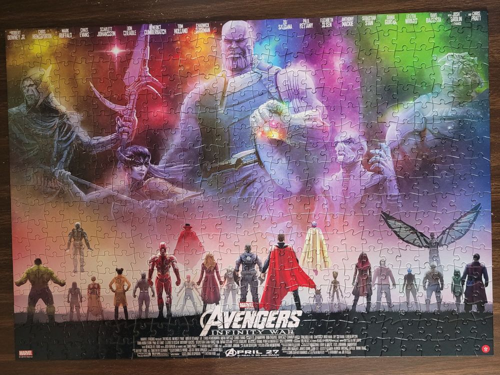 Completed Buffalo Games & Puzzles Marvel Studios The Infinity Saga 500 Piece Jigsaw Puzzle, No. 03350