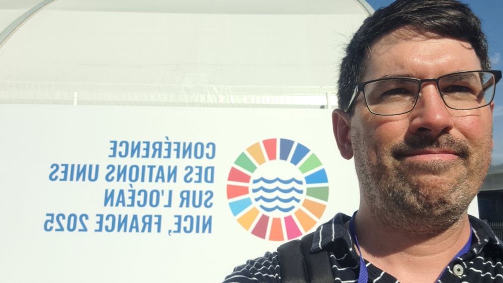 Selfie of Miquel Vall-llosera Camps outside the Ocean Science Congress on a sunny day in Nice, France. 
