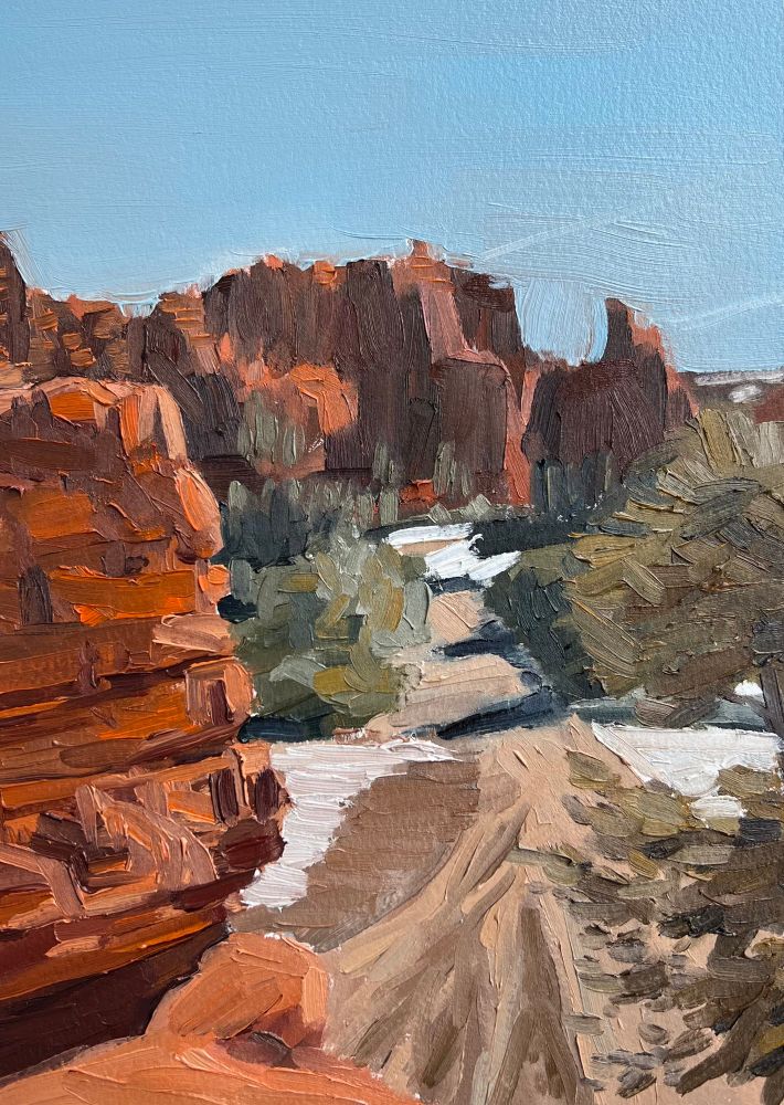 Oil painting of Casto canyon red rocks in Utah