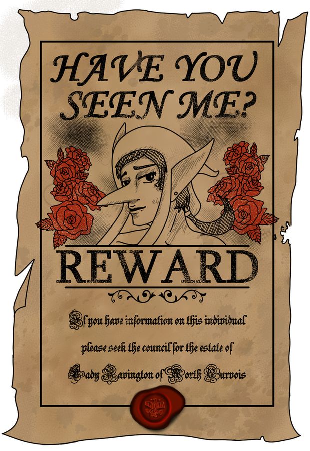 A wanted poster of a pretty boy version of Boz the goblin.