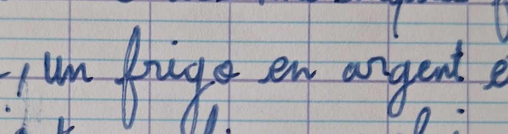 Extrait de copie d'élève : "un frigo en argent"