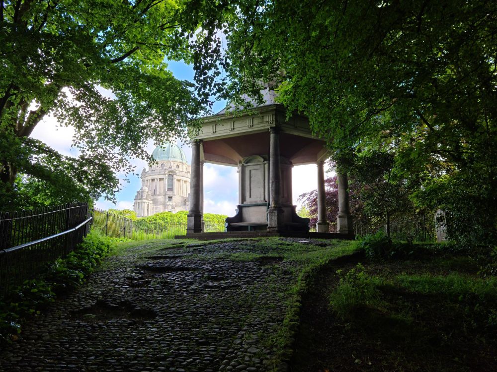 Image shows a view in Williamson Park of the Ashton Memorial.
