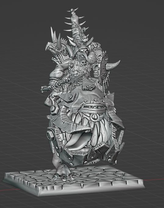 Moonslayer Da Kunning, mounted on cave squig