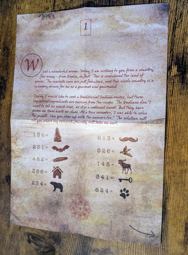 Front side of the letter with part of the puzzle on it 