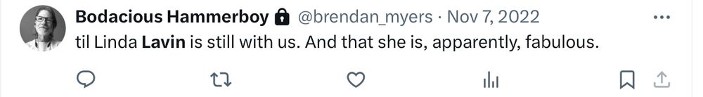 tweet from 2022 regarding Linda Lavin.