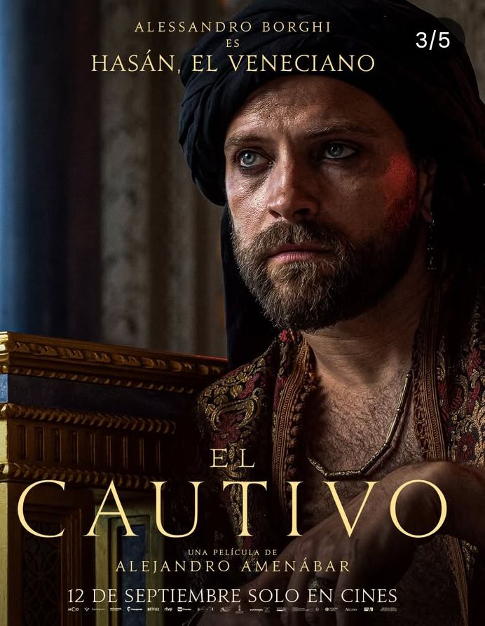 El actor italiano Alessandro Borghi caracterizado de Bajá de Argel, para la película "El cautivo" de Alejandro Amenábar