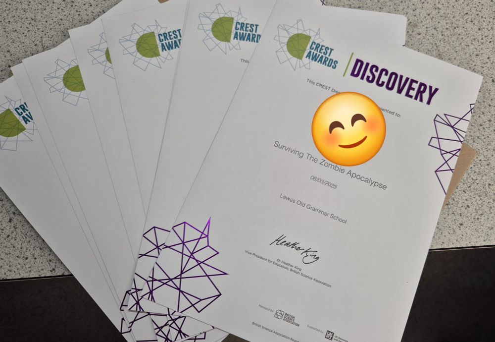 A stack of certificates stating that my STEM club students have achieved their discovery award for the completion of their zombie apocalypse project.