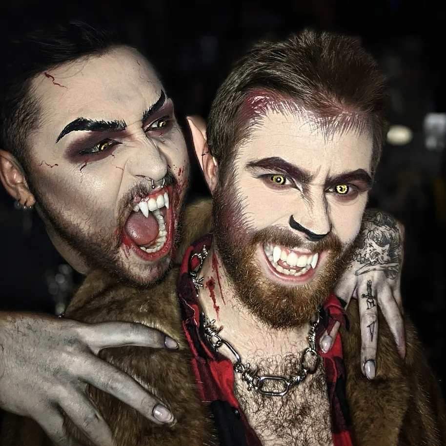 Halloween 2023, a gay couple dressed up as a vampire and werewolf. 